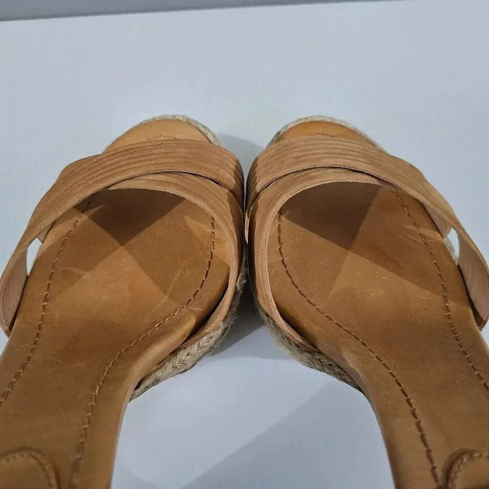 Schutz Blisse Platform Sandal Womens 10.5 Caramel Brown Suede Chunky Block Heel
